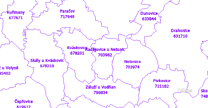 Katastrální mapa Radějovice