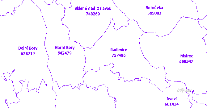 Katastrální mapa Radenice