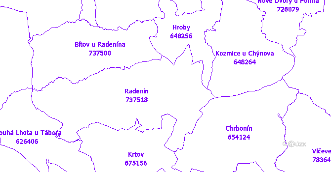 Katastrální mapa Radenín