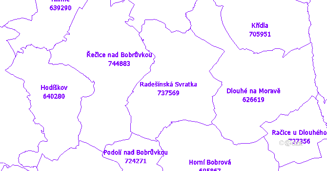 Katastrální mapa Radešínská Svratka