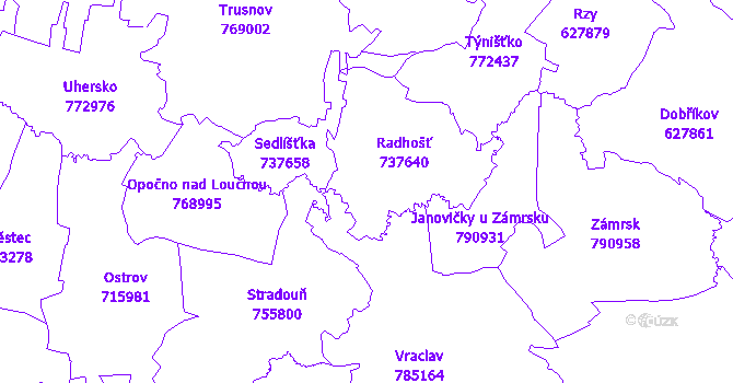 Katastrální mapa Radhošť