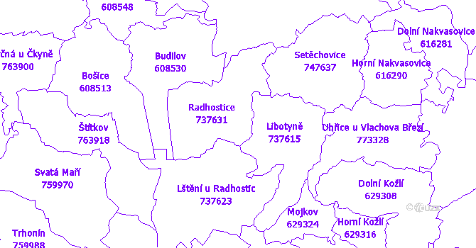Katastrální mapa Radhostice