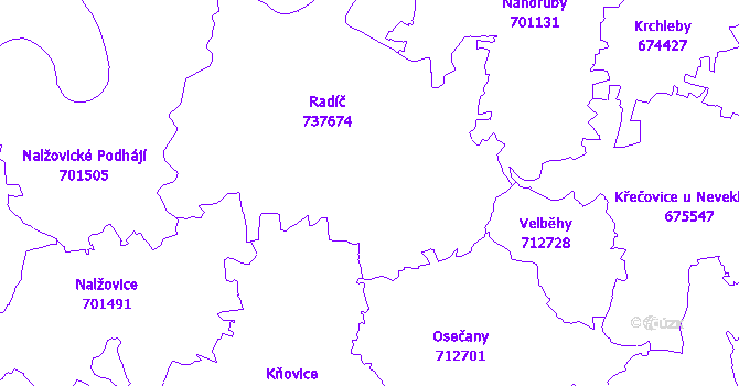 Katastrální mapa Radíč
