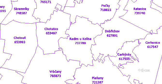 Katastrální mapa Radim