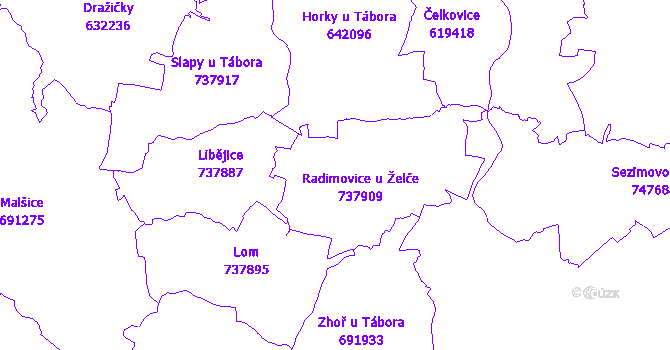 Katastrální mapa Radimovice u Želče