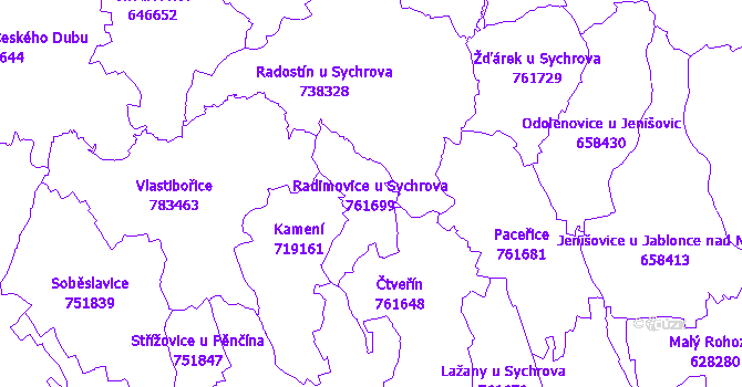 Katastrální mapa Radimovice