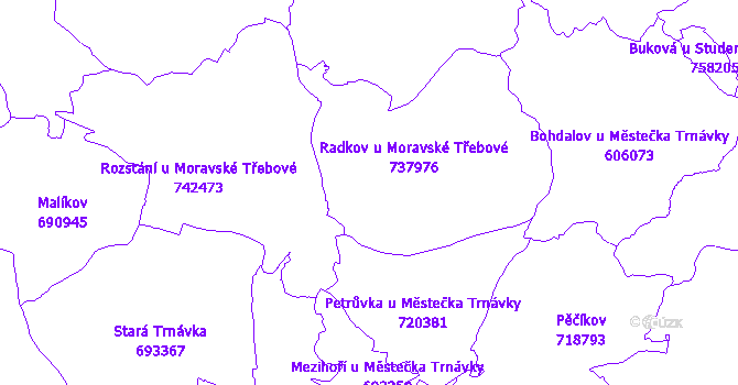Katastrální mapa Radkov