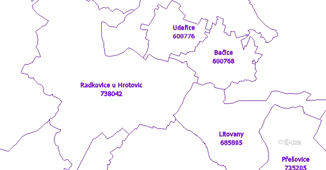 Katastrální mapa Radkovice u Hrotovic