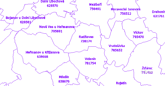 Katastrální mapa Radňoves