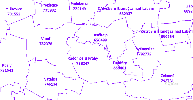 Katastrální mapa Radonice