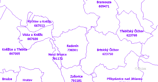 Katastrální mapa Radonín