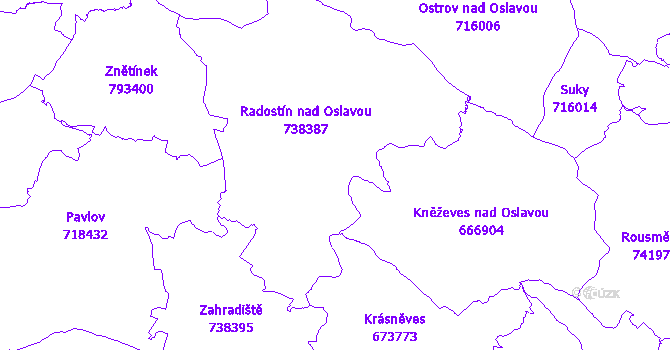 Katastrální mapa Radostín nad Oslavou