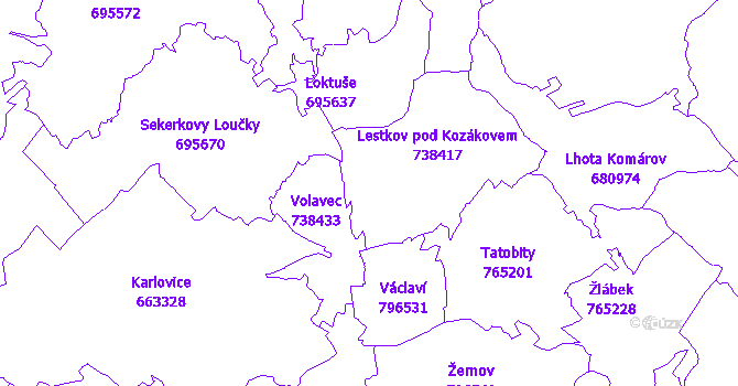 Katastrální mapa Radostná pod Kozákovem