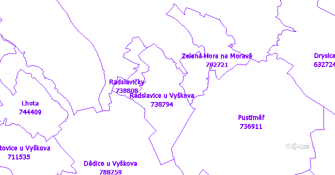 Katastrální mapa Radslavice
