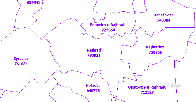 Katastrální mapa Rajhrad