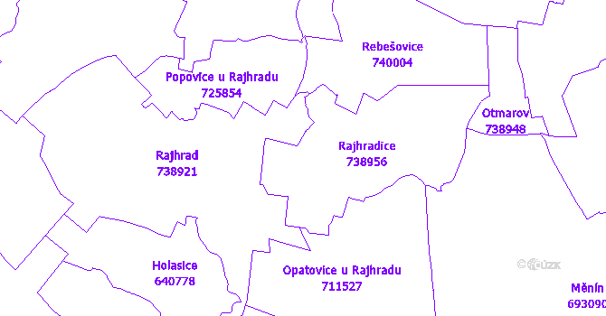 Katastrální mapa Rajhradice
