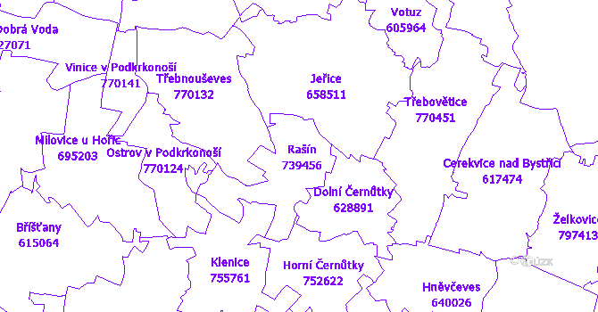 Katastrální mapa Rašín