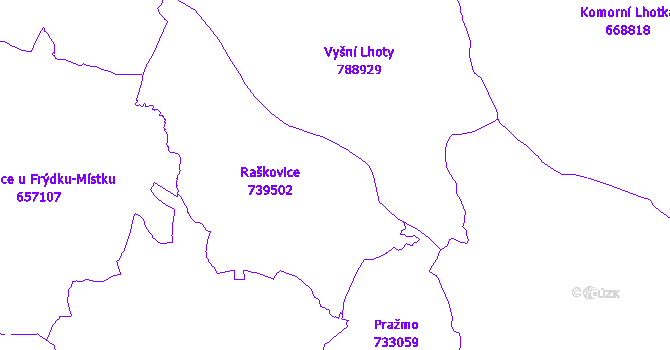 Katastrální mapa Raškovice