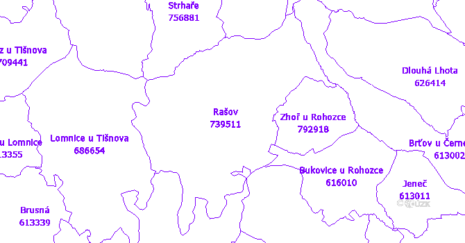 Katastrální mapa Rašov