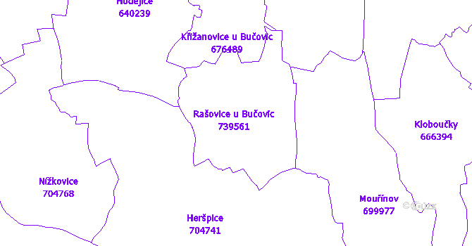 Katastrální mapa Rašovice