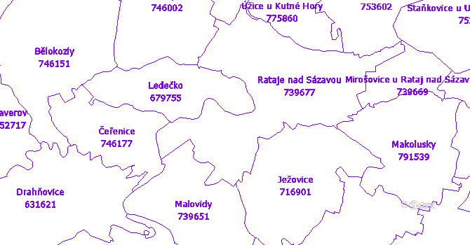 Katastrální mapa Rataje nad Sázavou