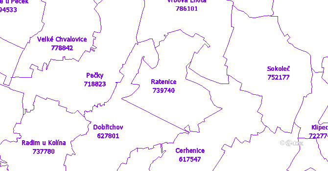 Katastrální mapa Ratenice