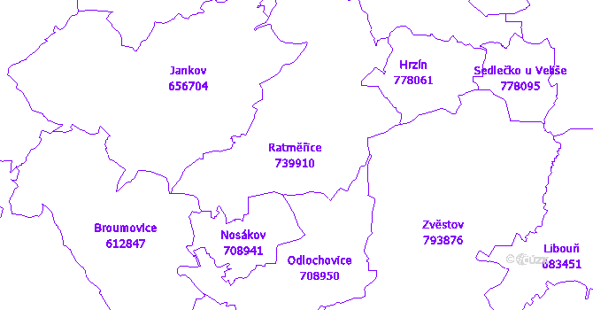 Katastrální mapa Ratměřice