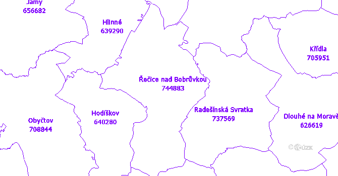 Katastrální mapa Řečice