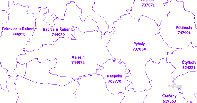Katastrální mapa Řehenice
