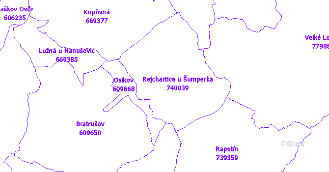 Katastrální mapa Rejchartice
