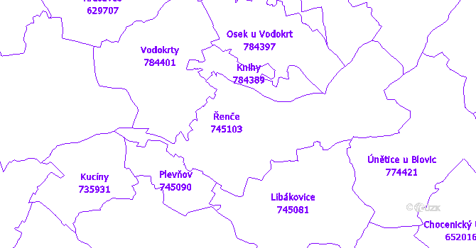 Katastrální mapa Řenče