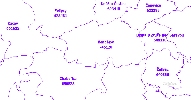 Katastrální mapa Řendějov