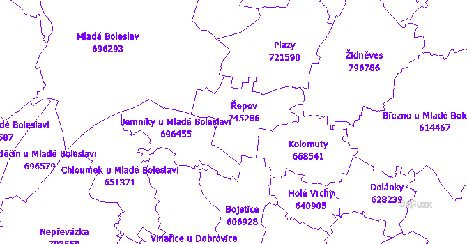 Katastrální mapa Řepov