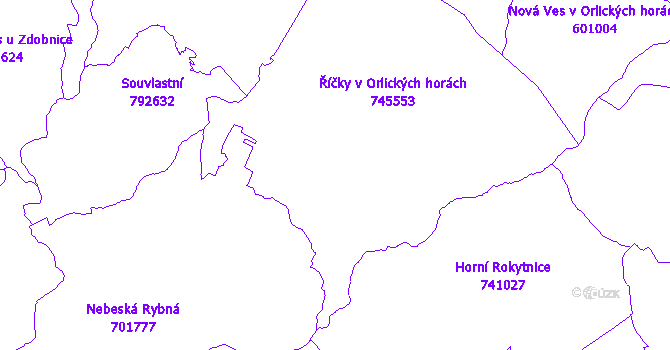Katastrální mapa Říčky v Orlických horách