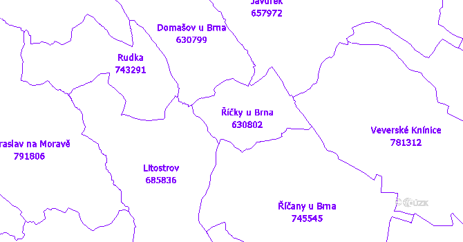 Katastrální mapa Říčky