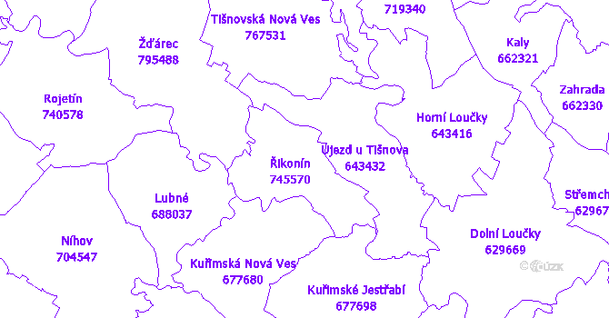 Katastrální mapa Řikonín