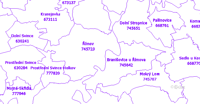 Katastrální mapa Římov