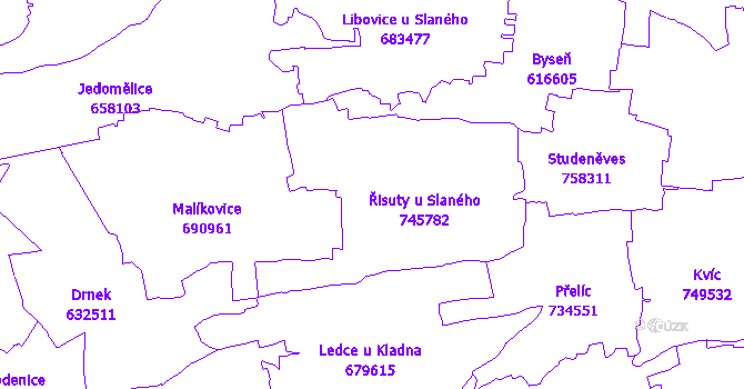 Katastrální mapa Řisuty