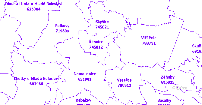Katastrální mapa Řitonice