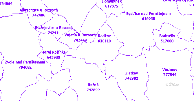 Katastrální mapa Rodkov
