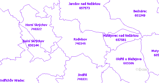 Katastrální mapa Rodvínov