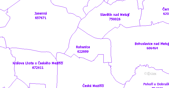 Katastrální mapa Rohenice