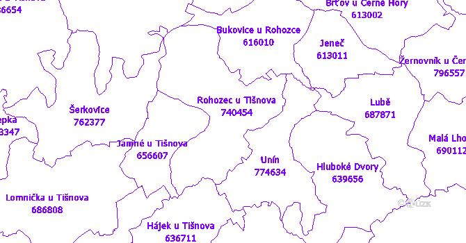 Katastrální mapa Rohozec