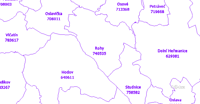 Katastrální mapa Rohy