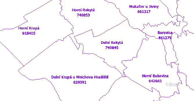 Katastrální mapa Rokytá