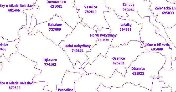 Katastrální mapa Rokytňany
