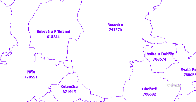 Katastrální mapa Rosovice