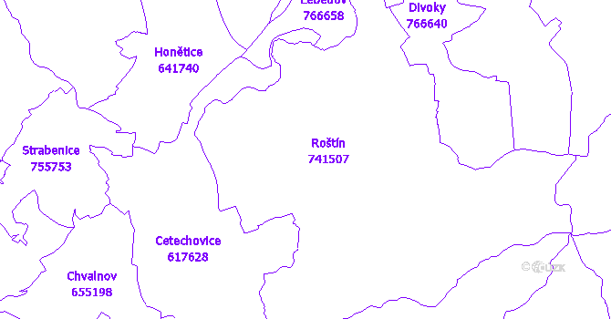 Katastrální mapa Roštín