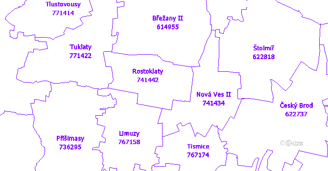 Katastrální mapa Rostoklaty