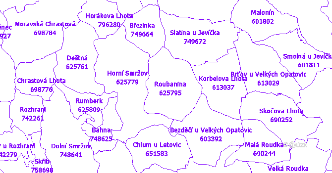 Katastrální mapa Roubanina